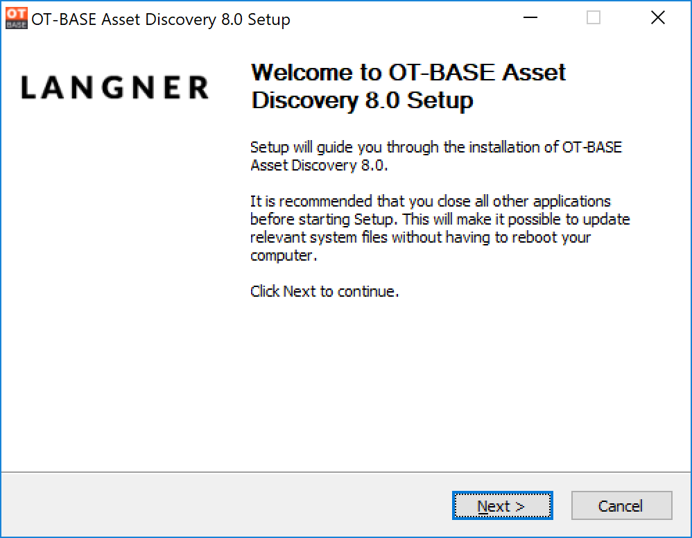 Installing OTbase Discovery – OTbase Help Center | Langner, Inc.